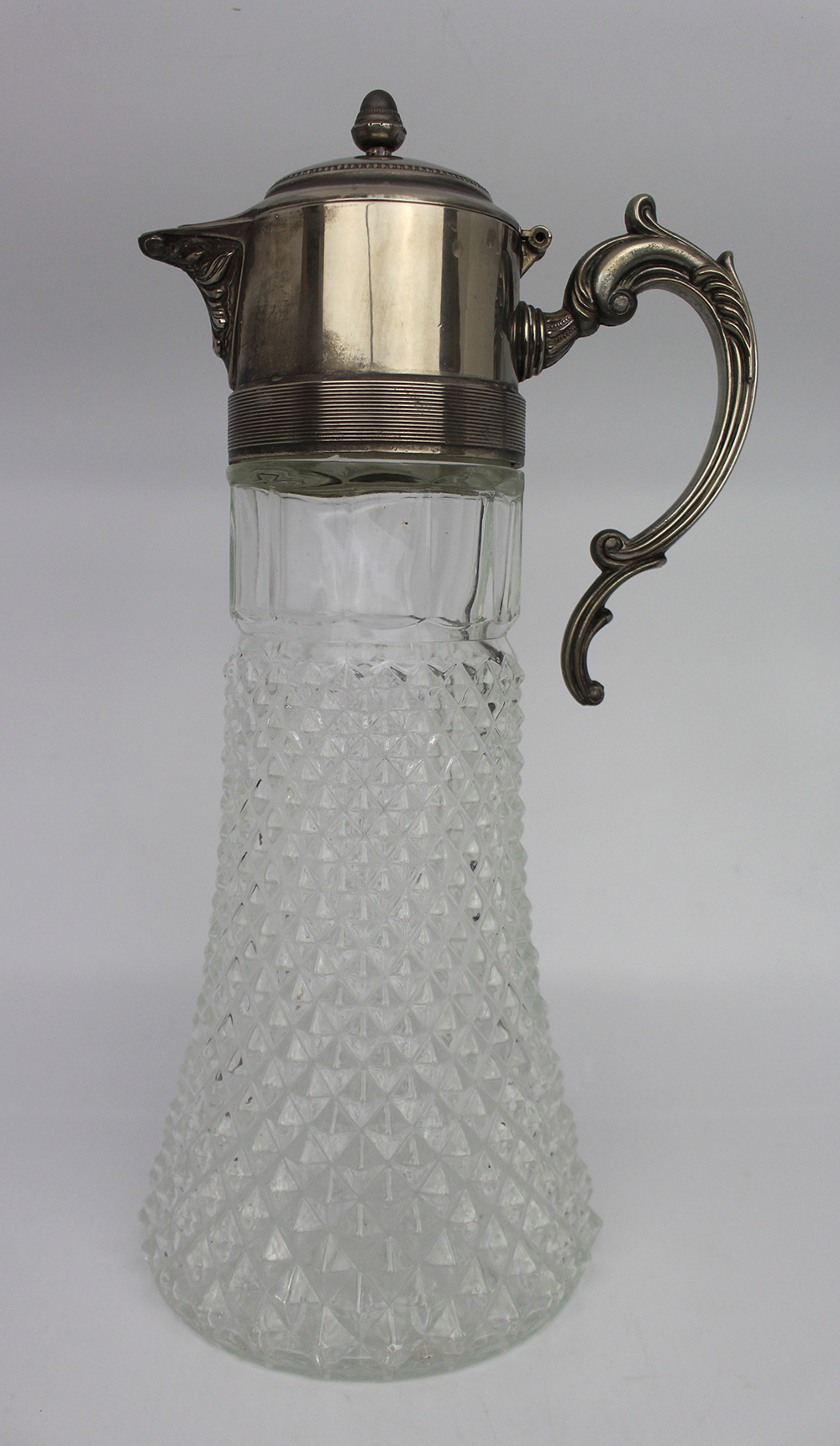 Large Silver Plated Pressed Crystal Claret Jug