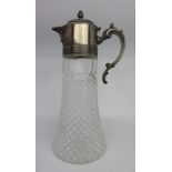 Large Silver Plated Pressed Crystal Claret Jug