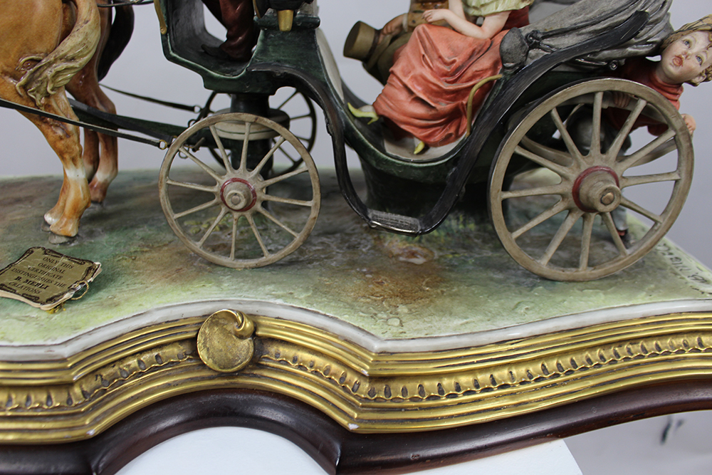 Large Capodimonte Figural Carriage Tableau by Bruno Merli - Image 4 of 15