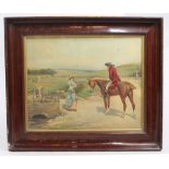 Antique 19th c. Coloured Country Print Set in Frame