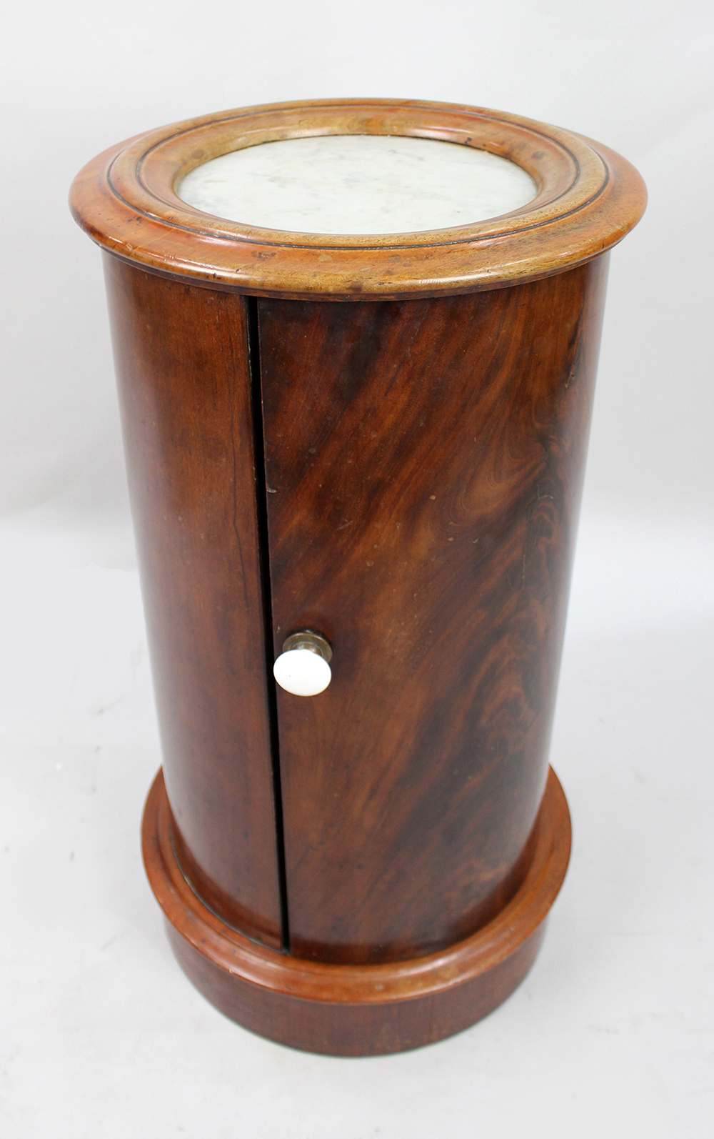 Pair of Victorian Marble Topped Cylindrical Mahogany Pot Cupboards - Image 10 of 13