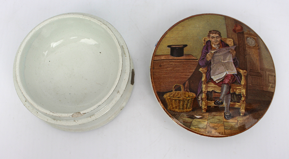 Antique Prattware The Times Pot Lid & Base - Image 3 of 4