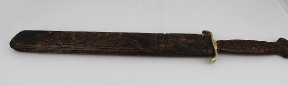 Dagger with Carved Wooden Scabbard