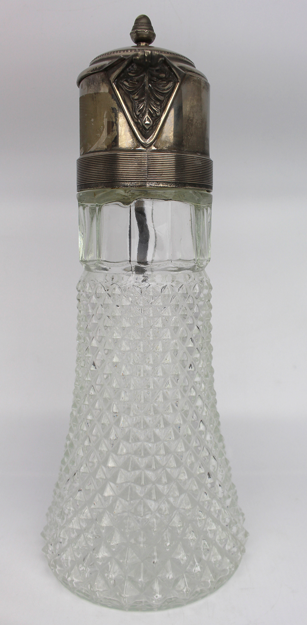 Large Silver Plated Pressed Crystal Claret Jug - Image 2 of 4