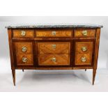 18th c. Inlaid Marble Topped Commode