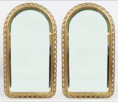 Pair of Arched Giltwood Mirrors