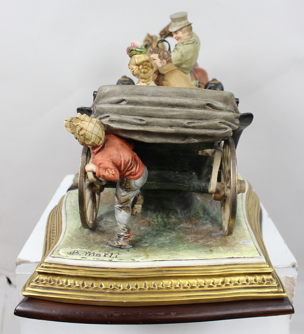 Large Capodimonte Figural Carriage Tableau by Bruno Merli - Image 14 of 15