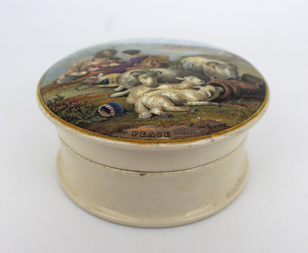 Antique Prattware Peace Pot Lid & Base - Image 2 of 4