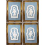 Set of 4 Impressive Very Large Plaster Panels Set in Gilt Frame