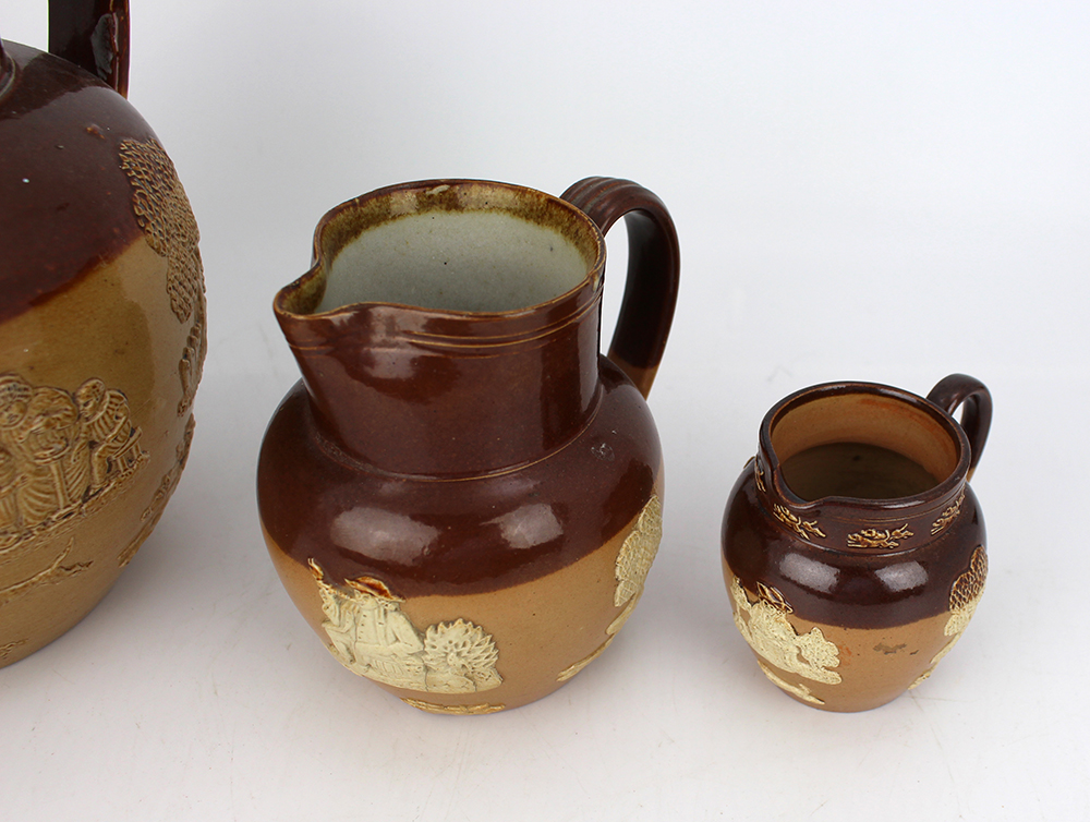 Set of 3 Graduated Royal Doulton Victorian Stoneware Jugs - Image 4 of 5