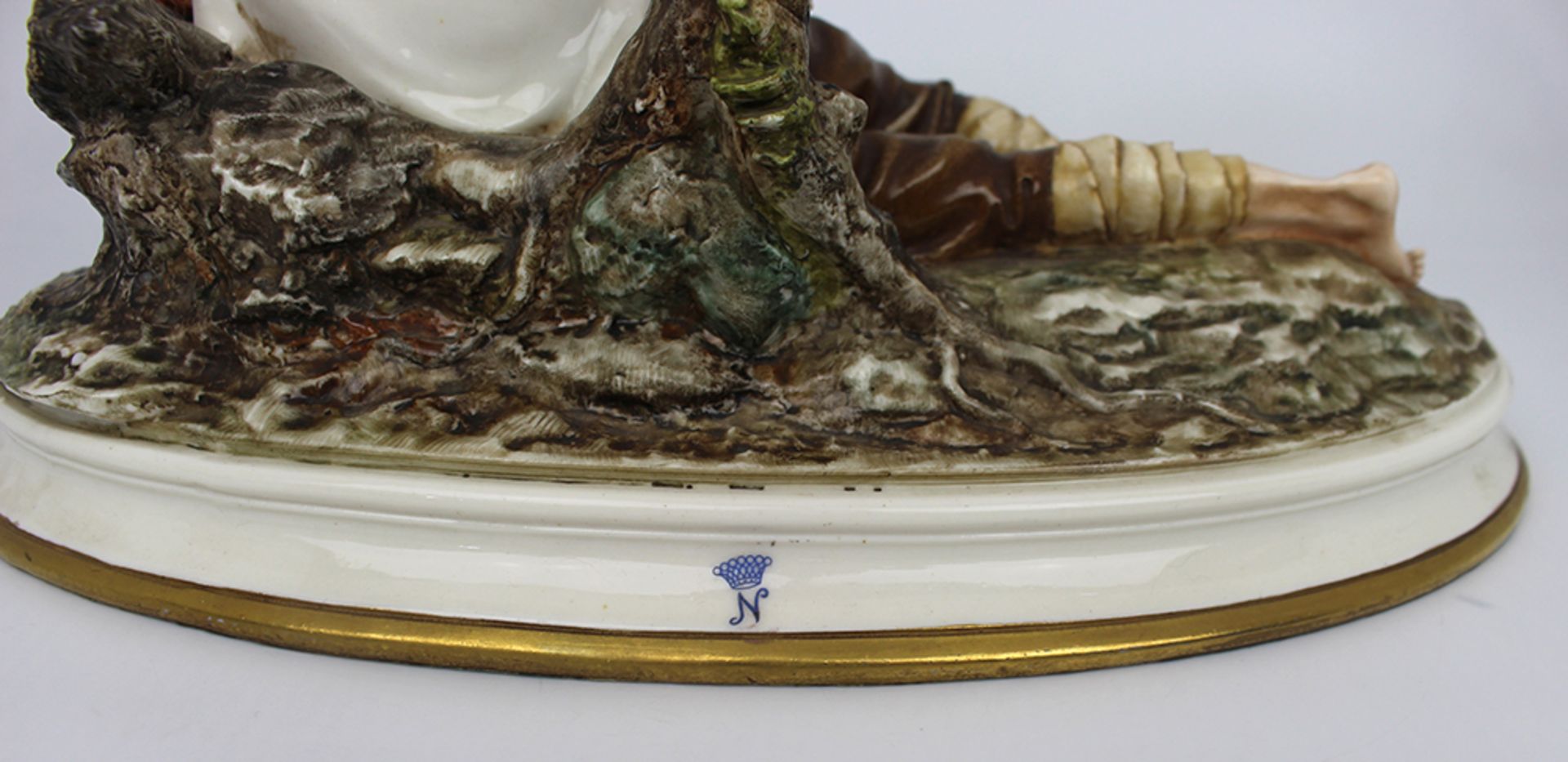 Vintage Capodimonte Sculpture Reclining Old Man & Bird - Image 4 of 5