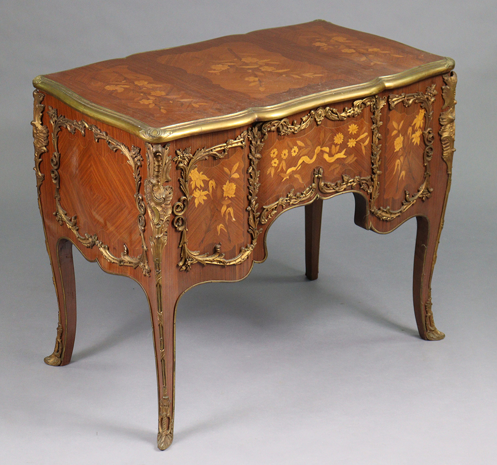 Louis XV style Marquetry Inlaid Brass Bound Desk - Image 4 of 4