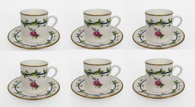 Set of 6 Royal Worcester Coffee Cans & Saucers