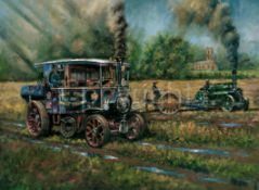 Foden Tractor Perseverance 1920's Nostalgic Scene Metal Wall Art