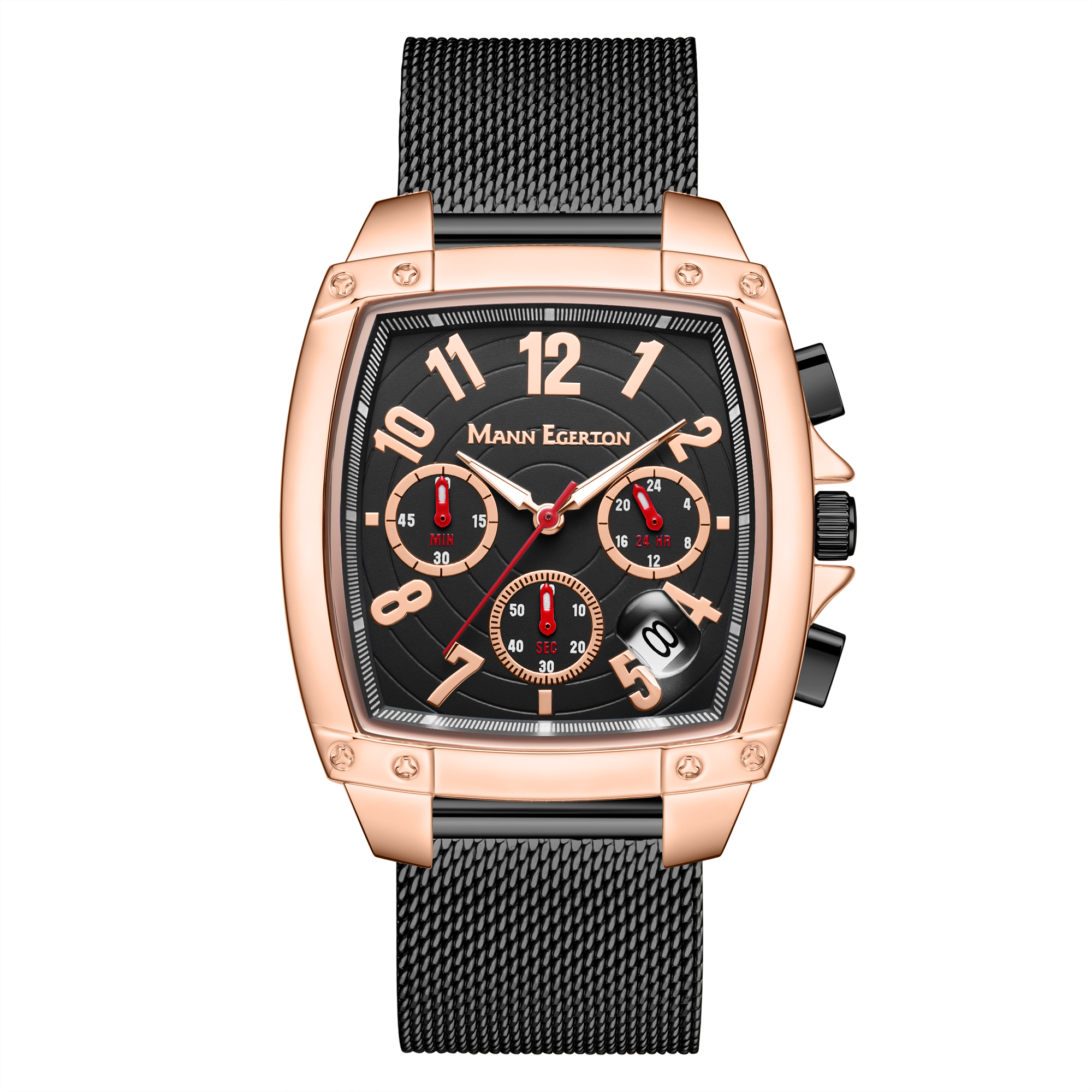 Mann Egerton Hand Assembled Impact in rose black Watch - FREE DELIVERY & 5 YEAR WARRANTY