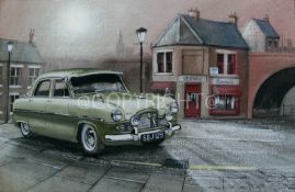 Ford Zephyr Six 1956 Nostalgic Street Scene Metal Wall Art