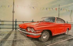 1960's Ford Consul Capri Nostalgic Scene Metal Wall Art