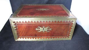 Antique Brass Bound Jewellery/Games Box