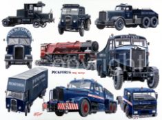 Pickfords Heavy Haulage Lorries Nostalgic Montage Metal Wall Art