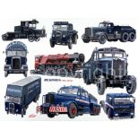 Pickfords Heavy Haulage Lorries Nostalgic Montage Metal Wall Art