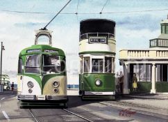 Blackpool 1950's Tram Scene Transport Of The Past Metal Wall Art