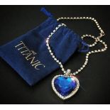 Lot 11 Titanic Heart of The Ocean Pendant Necklace and Velvet Pouch