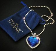 Lot 11 Titanic Heart of The Ocean Pendant Necklace and Velvet Pouch