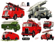 Fire Engines Through The Years Nostalgic 7 Vehicles Montage Metal Wall Art