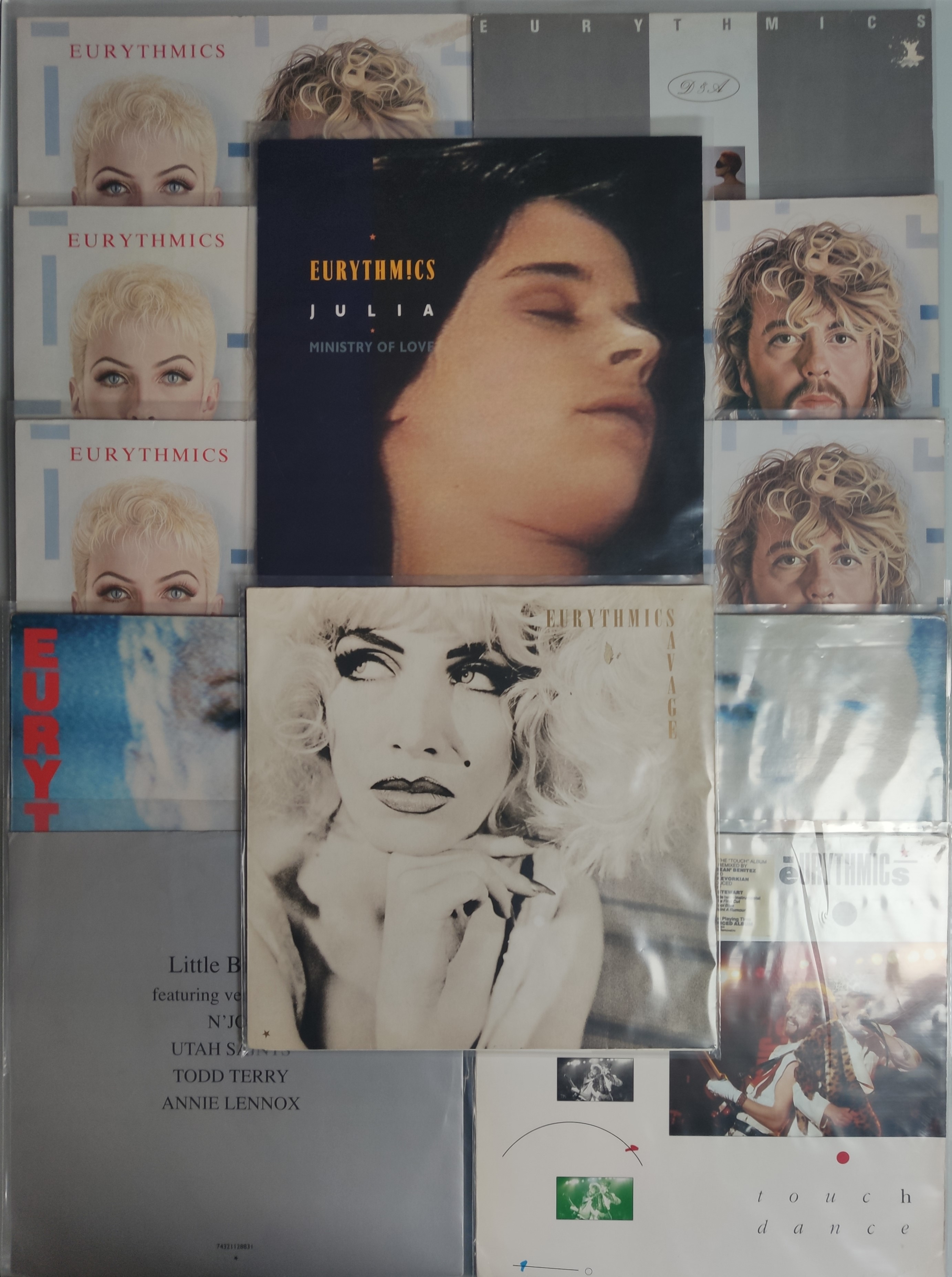 A Collection of 12 x Eurythmics / Annie Lennox New Wave Vinyl LPs and 12” Single.