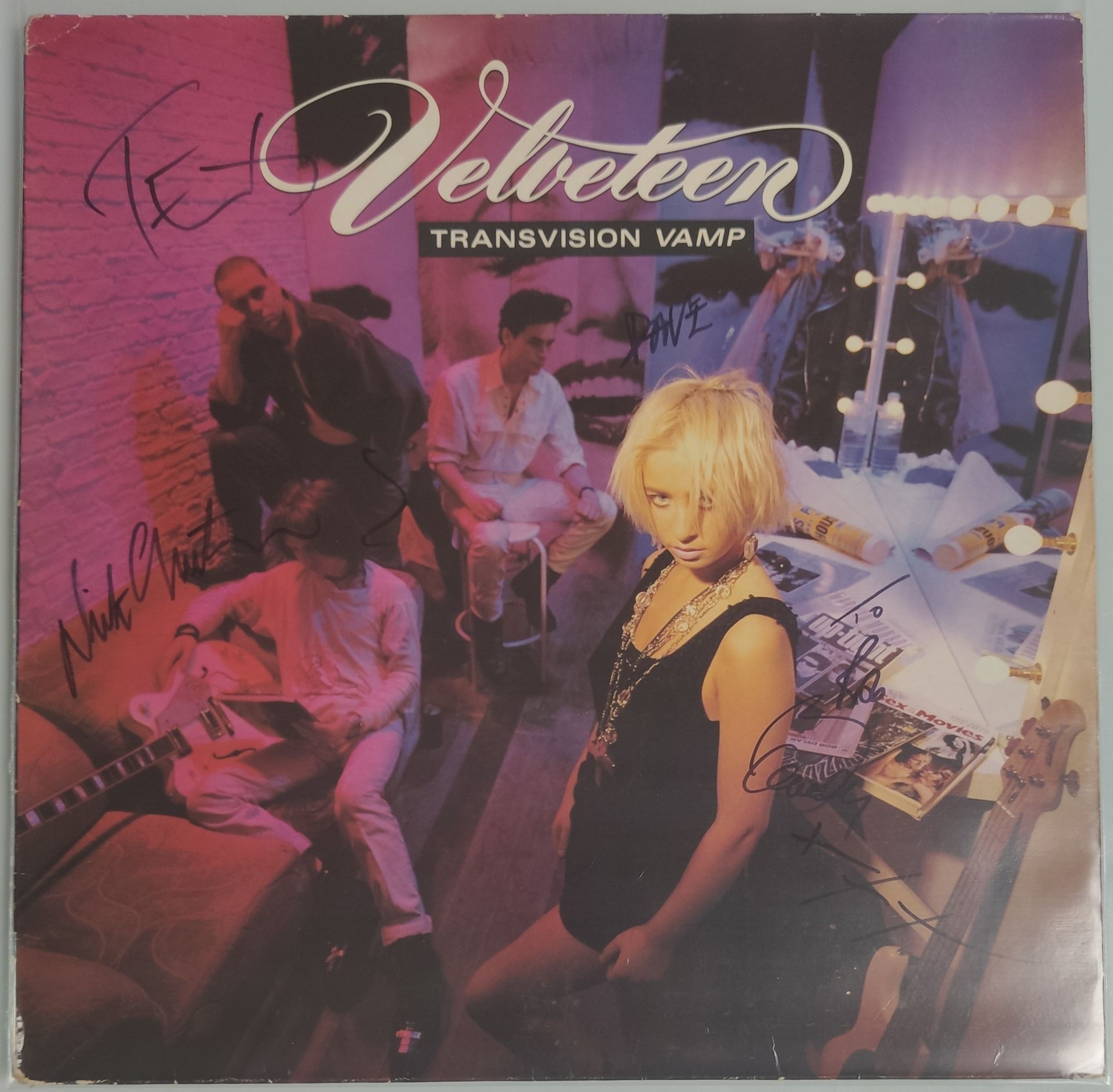 Autographed Transvision Vamp – Velveteen Vinyl LP – UK 1989 First Pressing A1 / B1