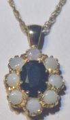 A Lovely 9ct Gold Opal with a 9ct Gold Chain and a 9ct Gold Ruby Pendant.