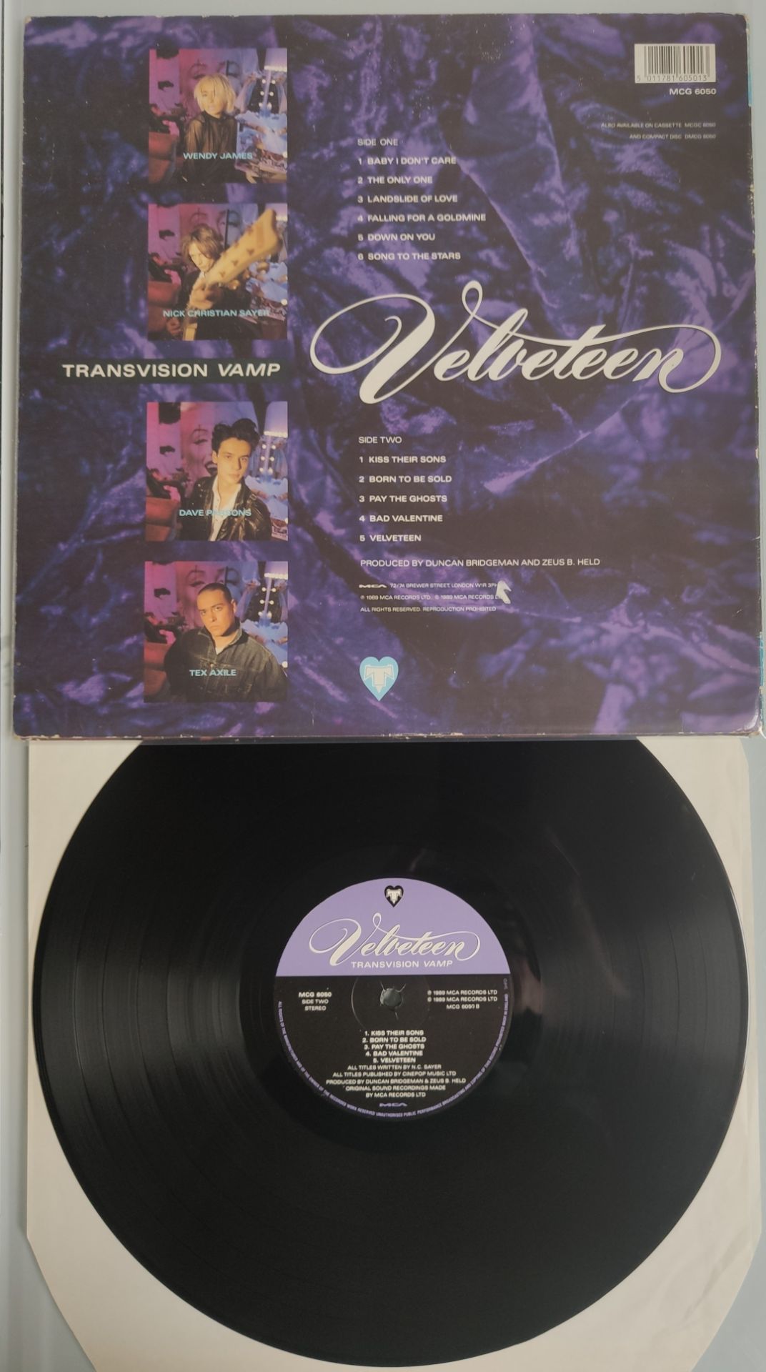 Autographed Transvision Vamp – Velveteen Vinyl LP – UK 1989 First Pressing A1 / B1 - Image 3 of 8