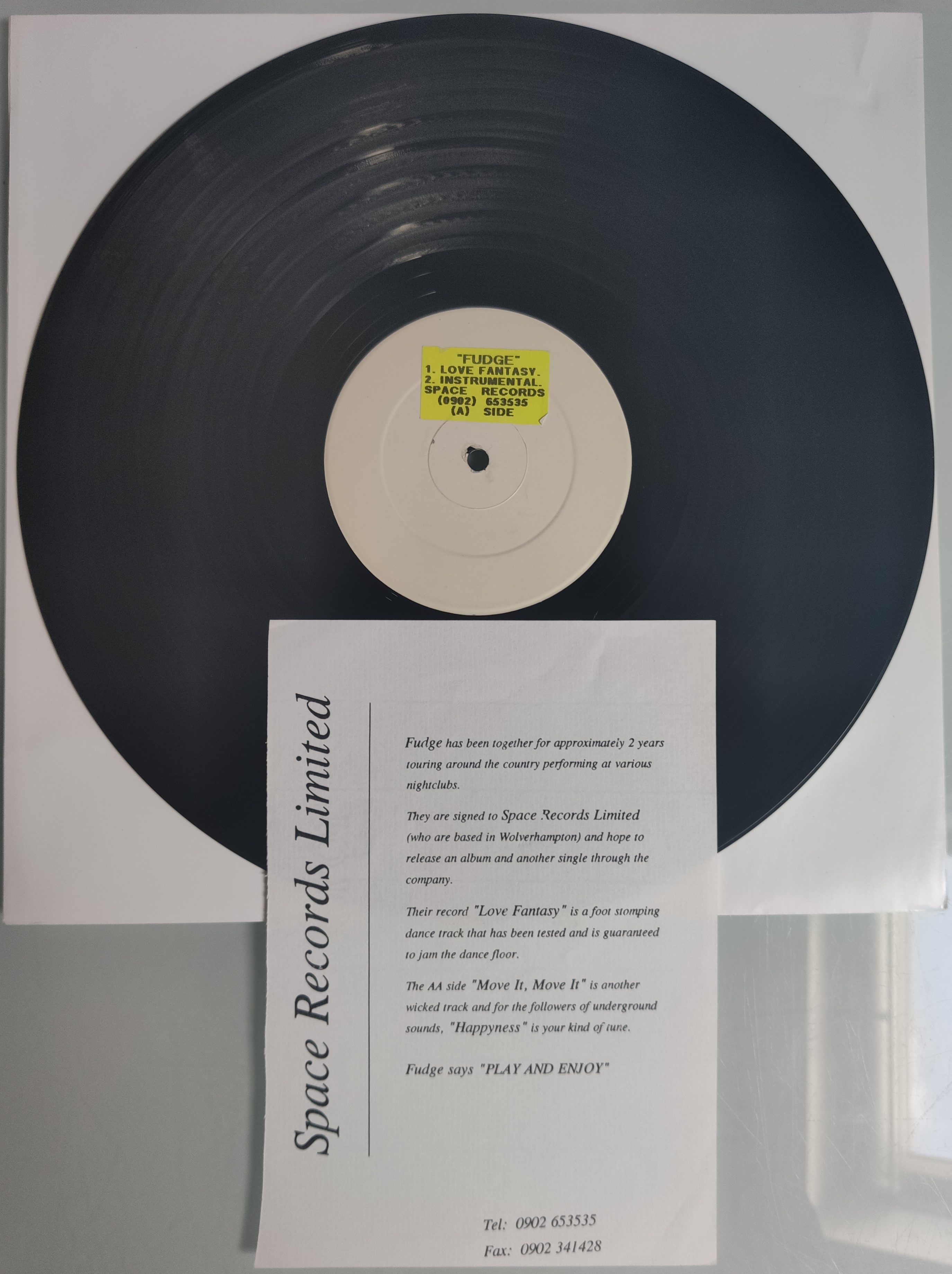 A Rare 1994 White Label By Fudge – Move It Move It – With Original Promotional Flyer. VG+ Conditi... - Image 2 of 3