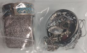 A Collection of White Metal Jewellery In A Bag. Approximately 280g.