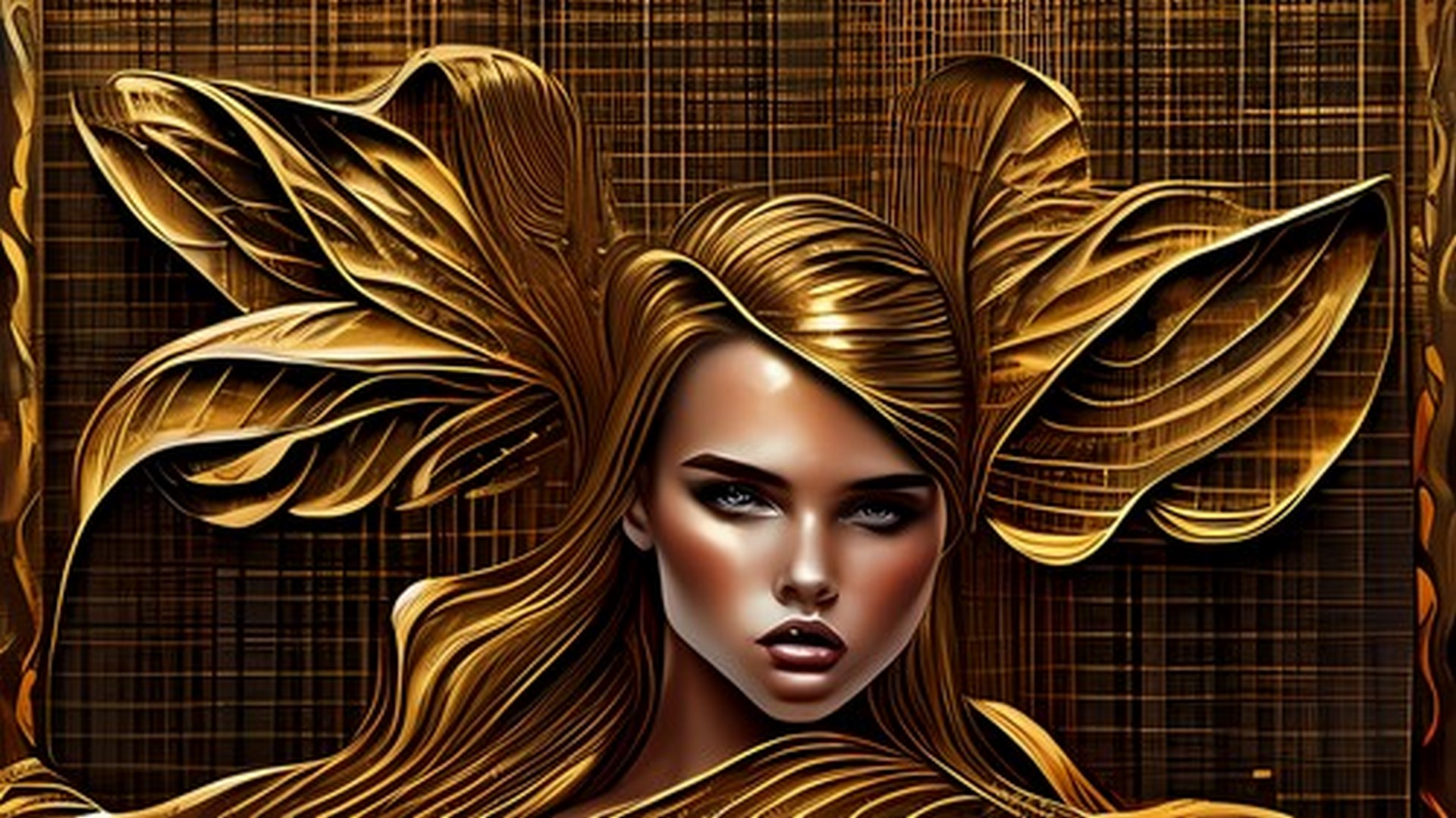 Model With Gold Hair, Print On Canvas Mixed Media, Limited Edition of 500, Signed & Numbered. - Image 2 of 6