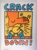 Keith Haring (1958-1990) Pop Shop, Crack Down, A Vintage Poster 1986 On Card. 43 x 56 Cm.