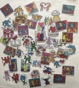 Keith Harin (1958-1990) 50 Piece Sticker Set, AV Size 5 x 5 Cm Inc Family Hug, Disco Dino, 2020