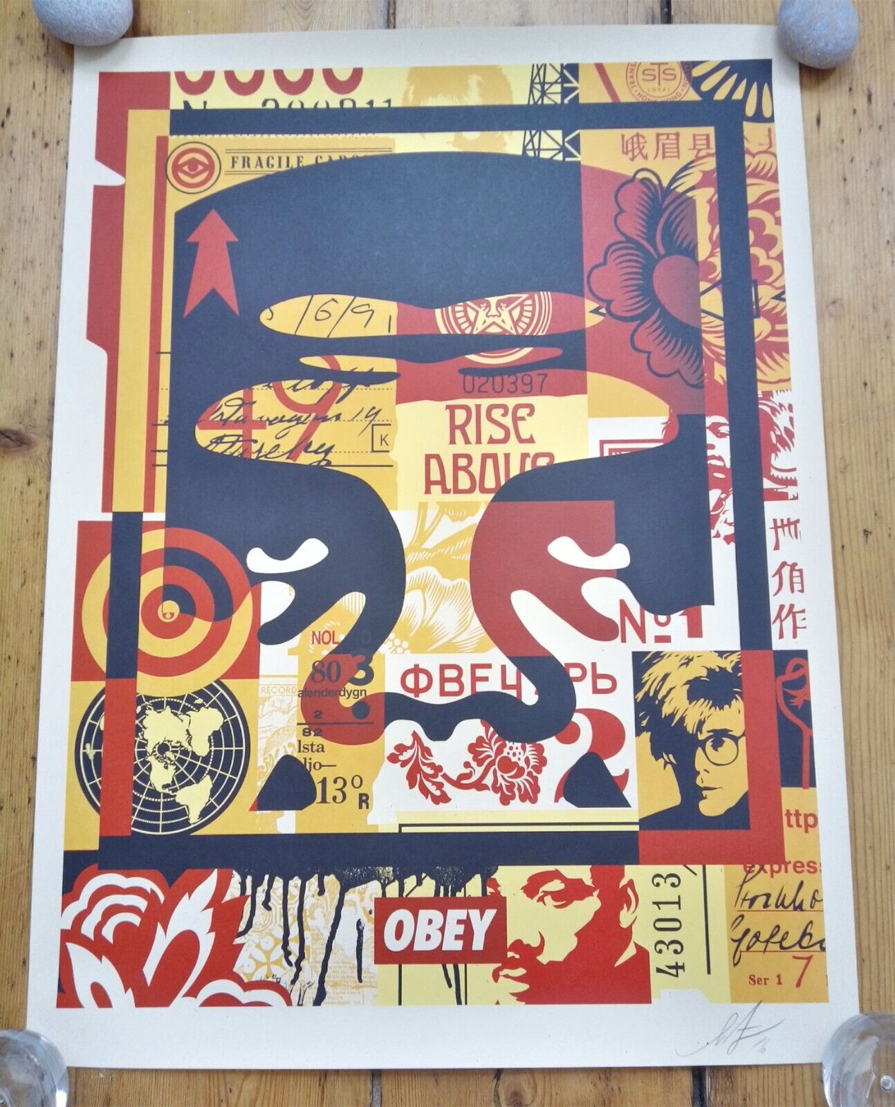 Shepard Fairey (B 1970)Andre Face Collage, Left Face, Signed 2020, Obey Giant. Street/Urban/Graff... - Image 2 of 7