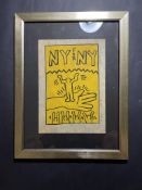 Vintage Keith Haring Acryl Art Work By Haring Estate Signed