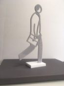 Julian Opie (1958) ‘Male Walker’ In Grey, 3Dimensional – Sculptural Figure, 25 x 11.5 x 0.5 Cm,...