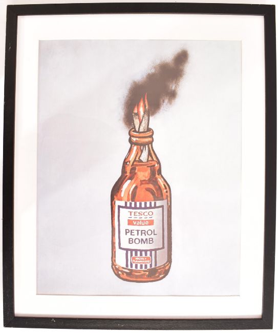 Banksy (B 1973) "Tesco Petrol Bomb" Lithograph Print In Colours, Anarchists Fair, Framed, 2011 - Bild 4 aus 5