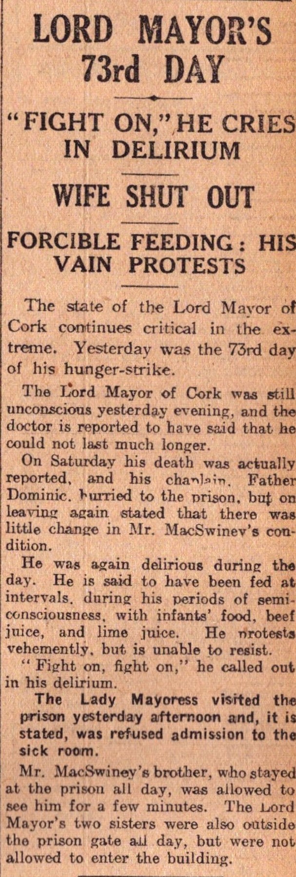 Irish War of Independence News Reports Black & Tans, Hunger Strikes 1920-10. - Image 3 of 3