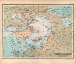 North Polar Chart Double Sided Victorian Antique 1896 Map.