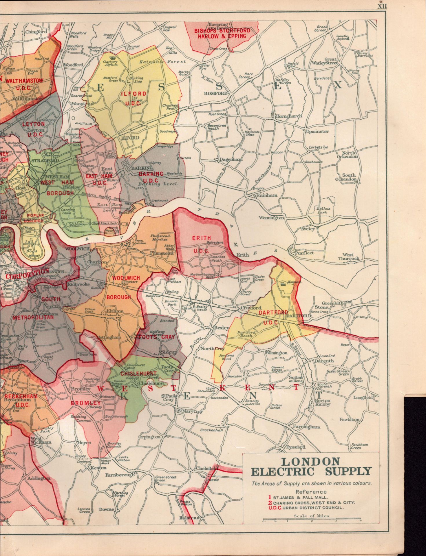 Bacons London Electric Supply Detailed Map West Ham, Chelsea, Fulham. - Image 3 of 5