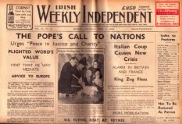 Complete Edition the Weekly Irish Independence 15th April 1939 Newspaper.