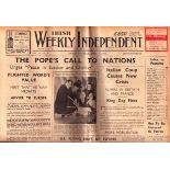 Complete Edition the Weekly Irish Independence 15th April 1939 Newspaper.