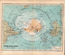 South Polar Chart Double Sided Victorian Antique 1896 Map.