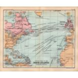 North Atlantic Chart Double Sided Victorian Antique 1898 Map.