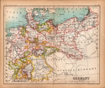 Central Germany Double Sided Victorian Antique 1898 Map.