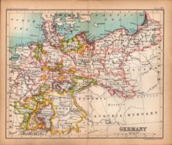 Central Germany Double Sided Victorian Antique 1898 Map.